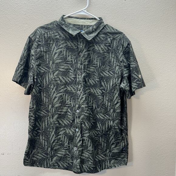 Kuhl Shirt Mens Large Green Button Down Short Sleeve Performance Outdoor Hiking - Picture 1 of 5